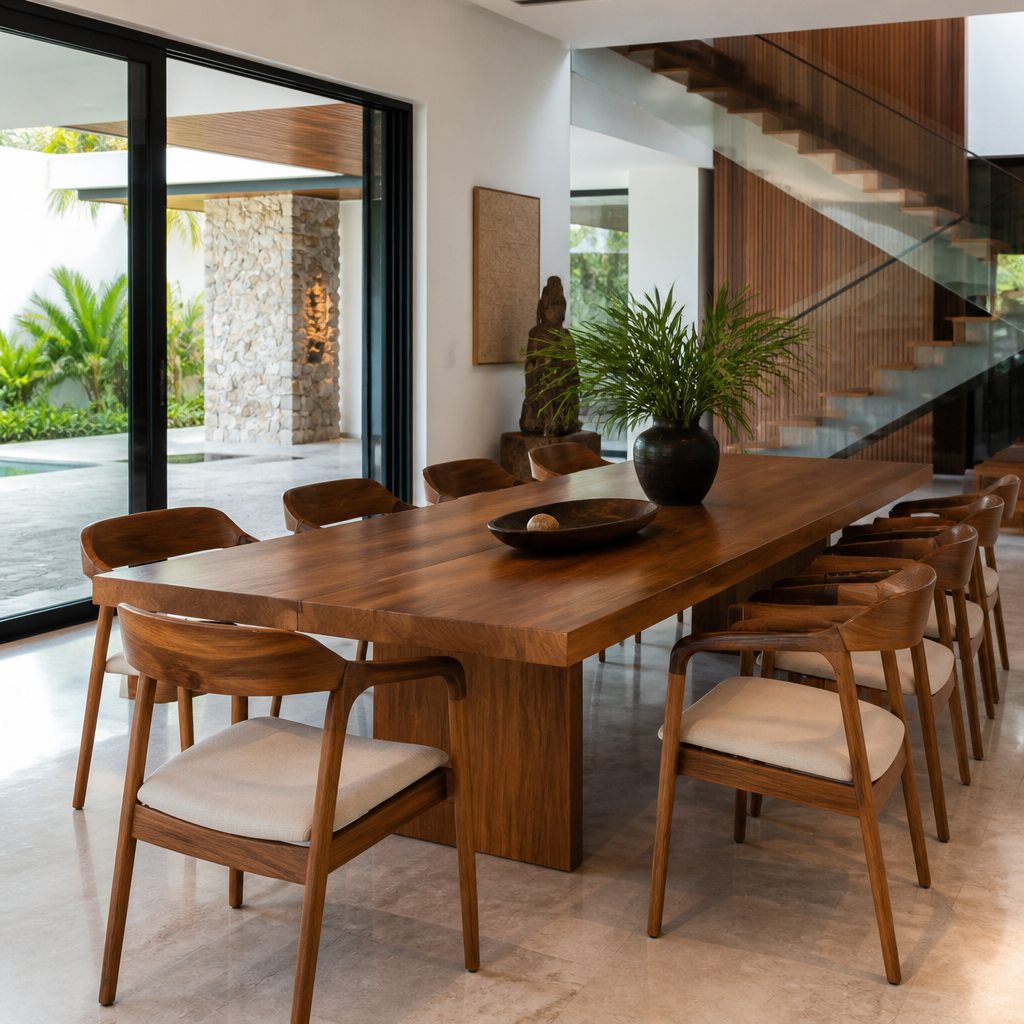 Meja Makan Solid Wood 10 Kursi