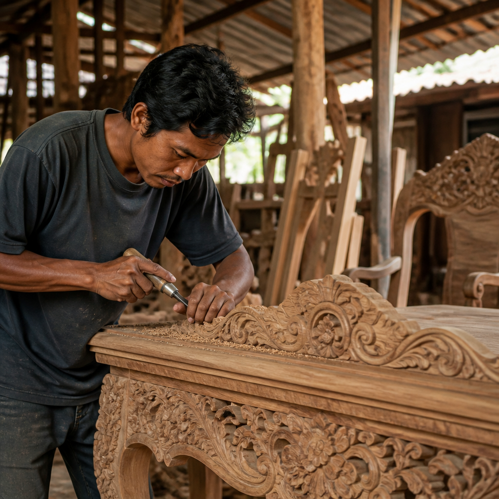 Sentuhan Tangan Maestro Dalam Setiap Lembar Kayu Jati